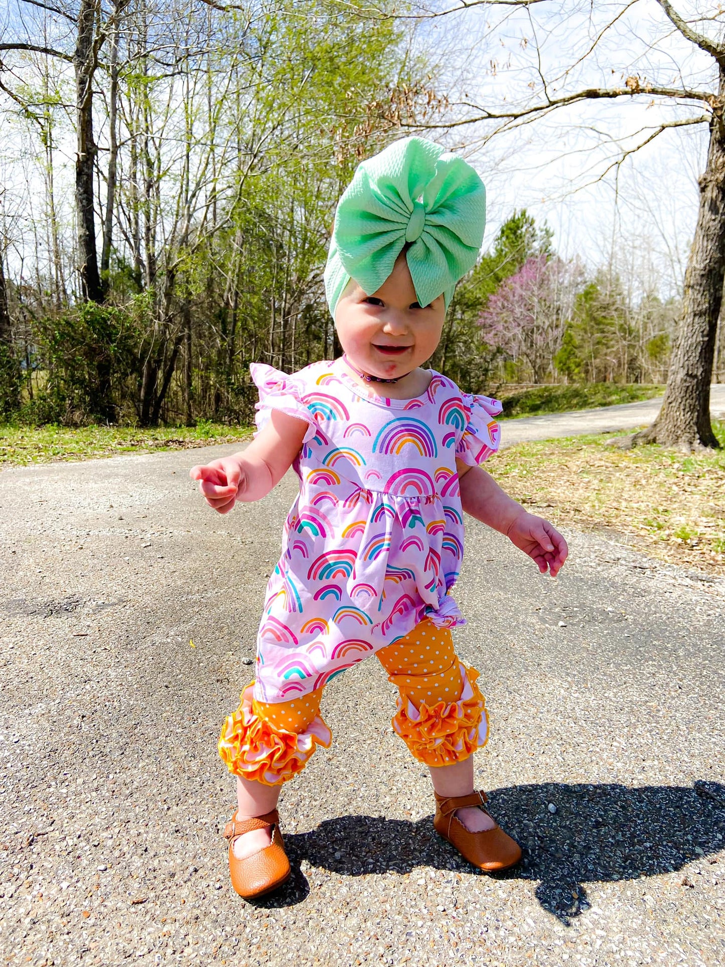 mustard polka dot icing capris