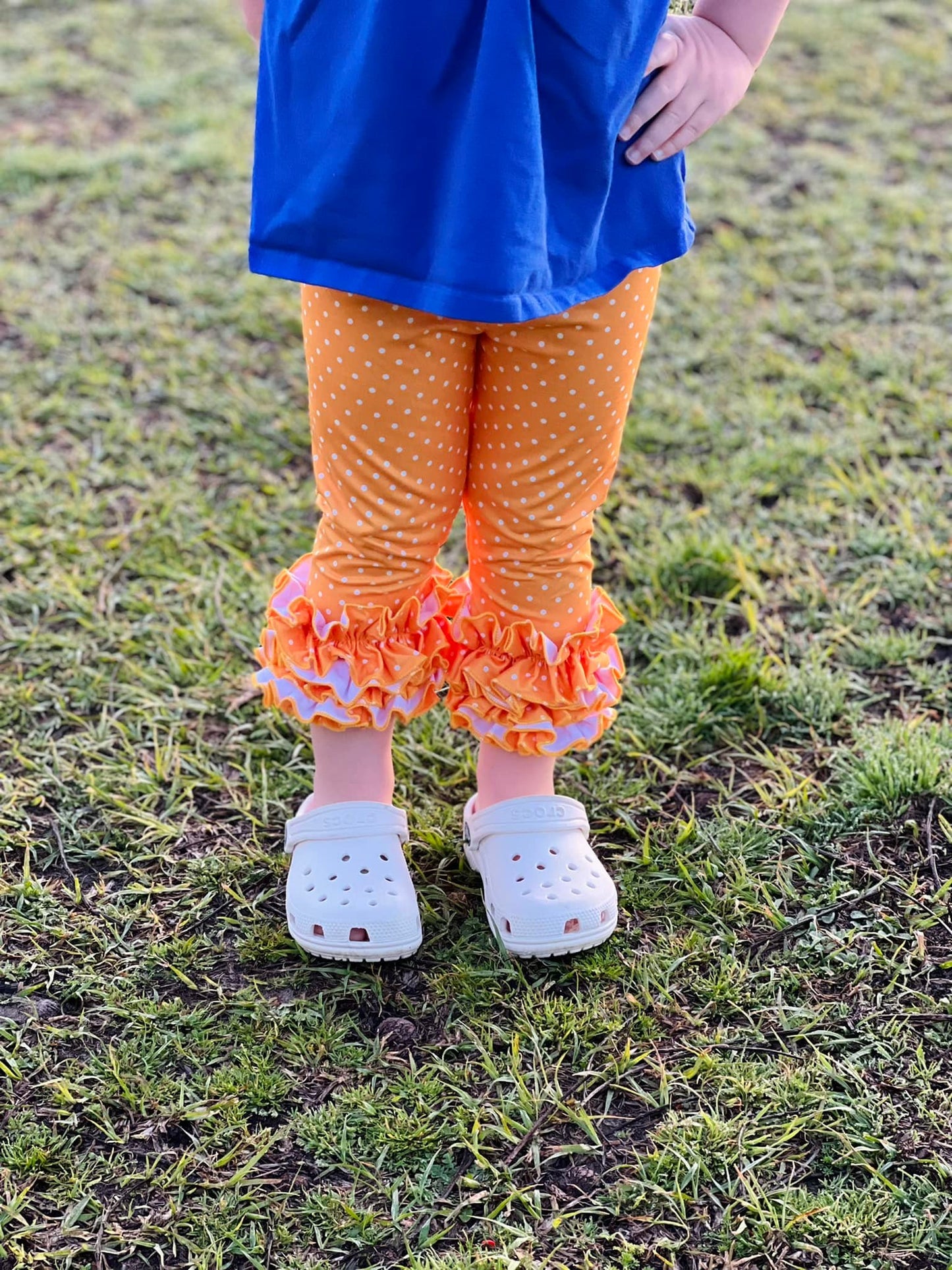 mustard polka dot icing capris