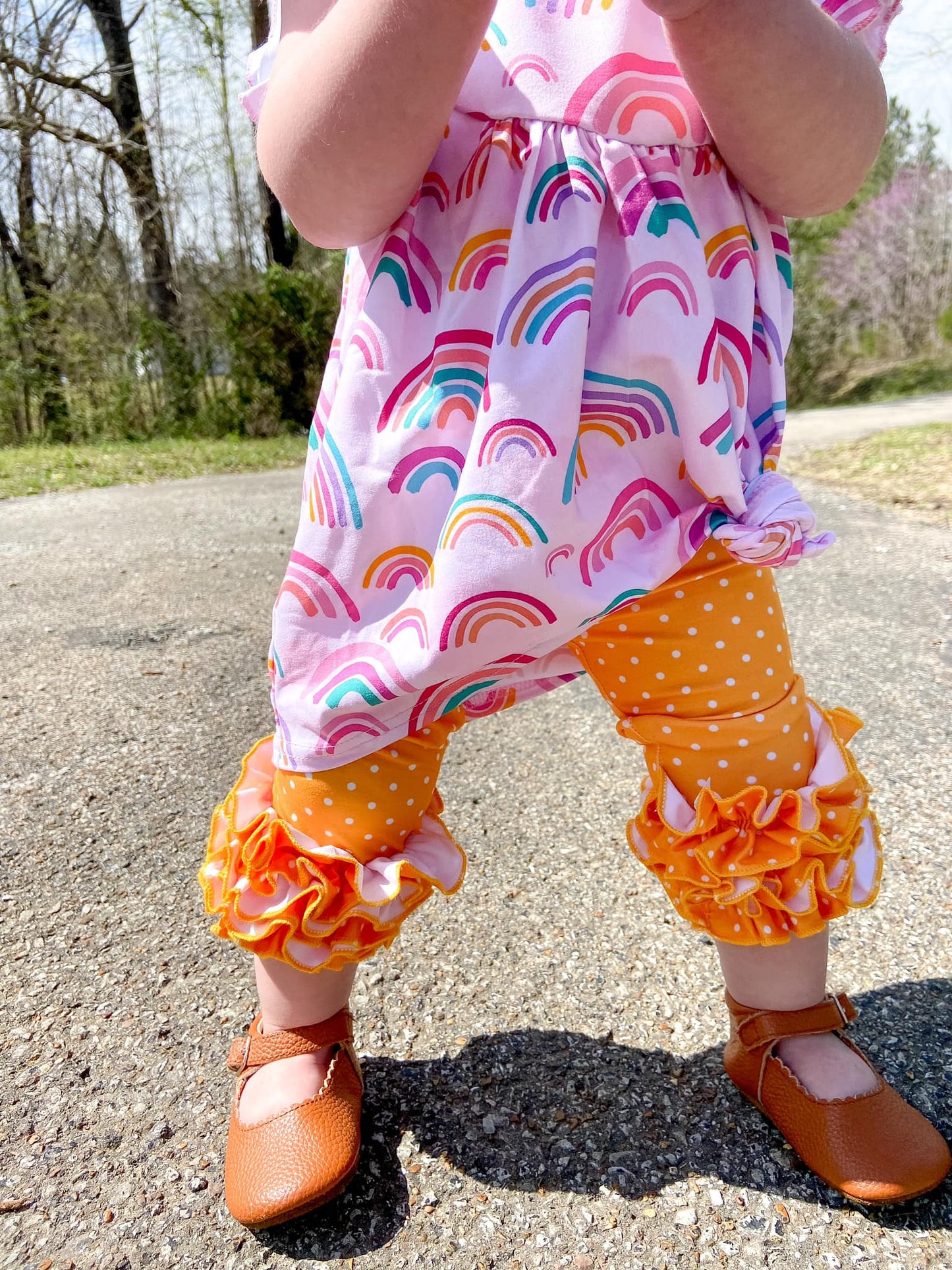 mustard polka dot icing capris