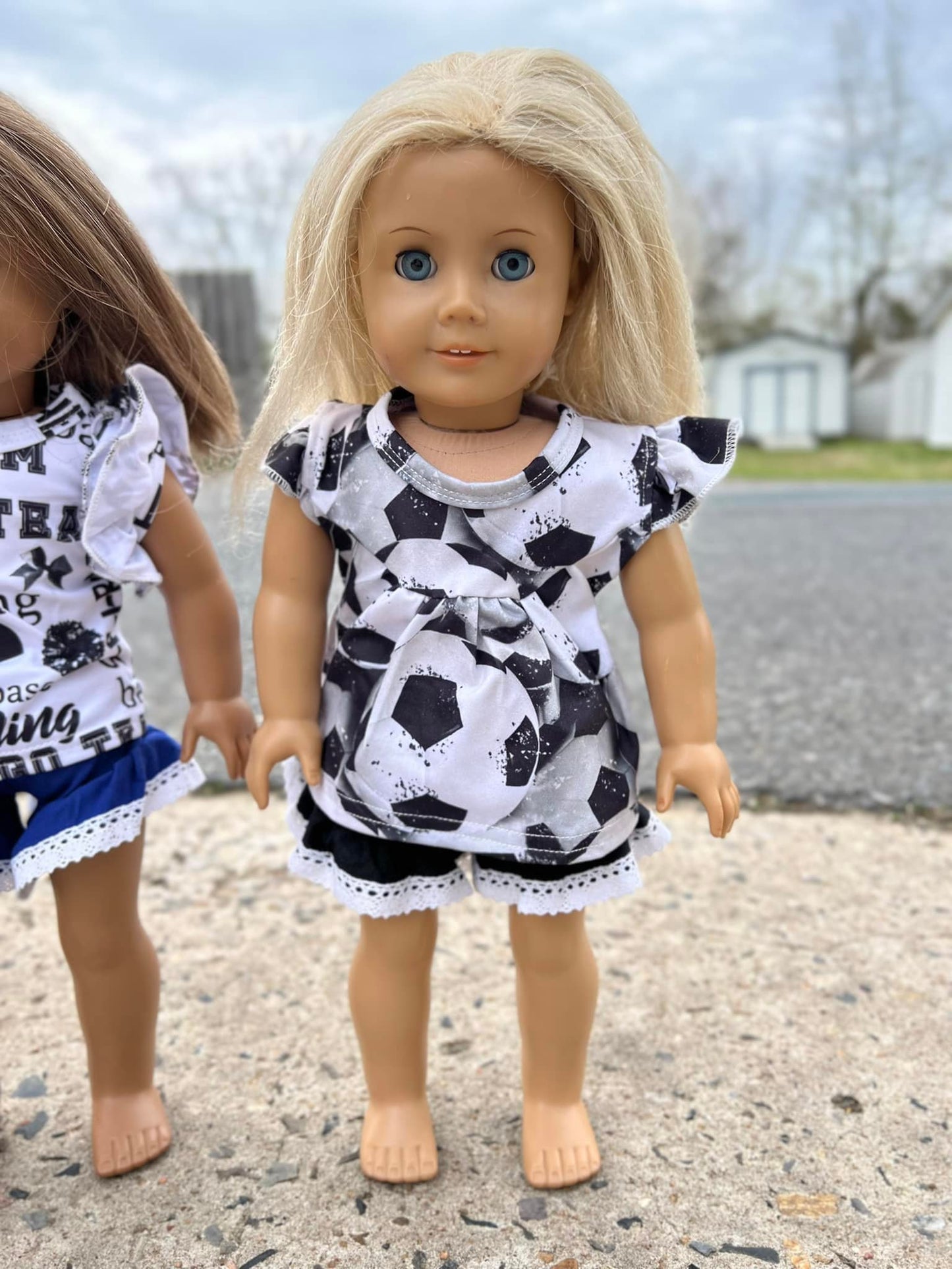 DOLL soccer pearl and black shorties with lace set