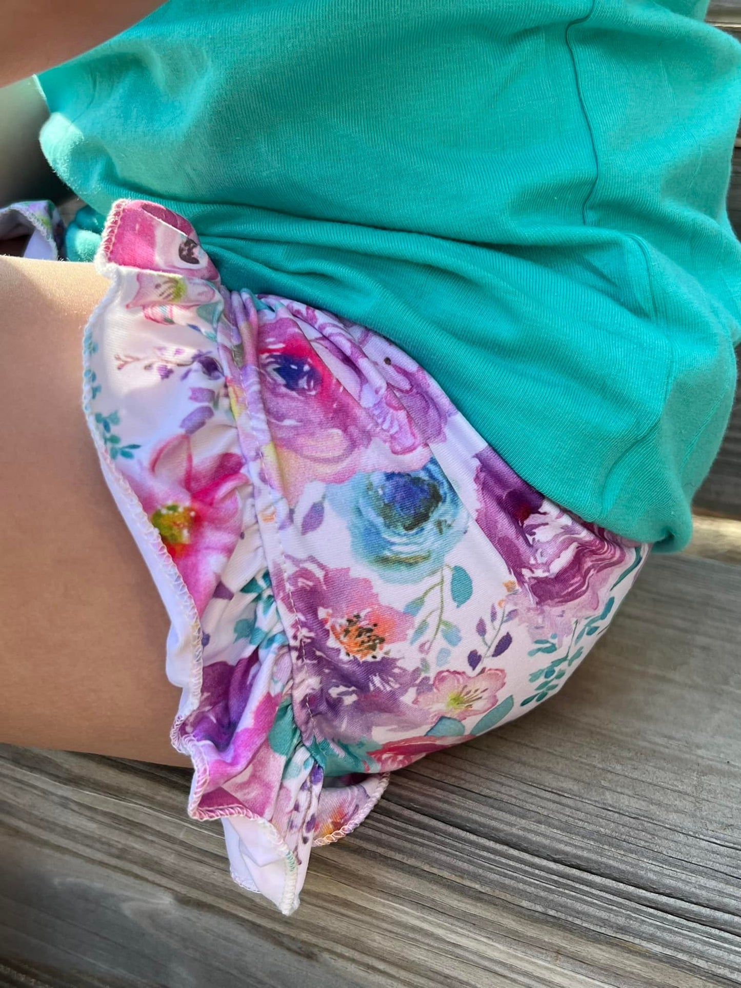 purple watercolor floral shorties