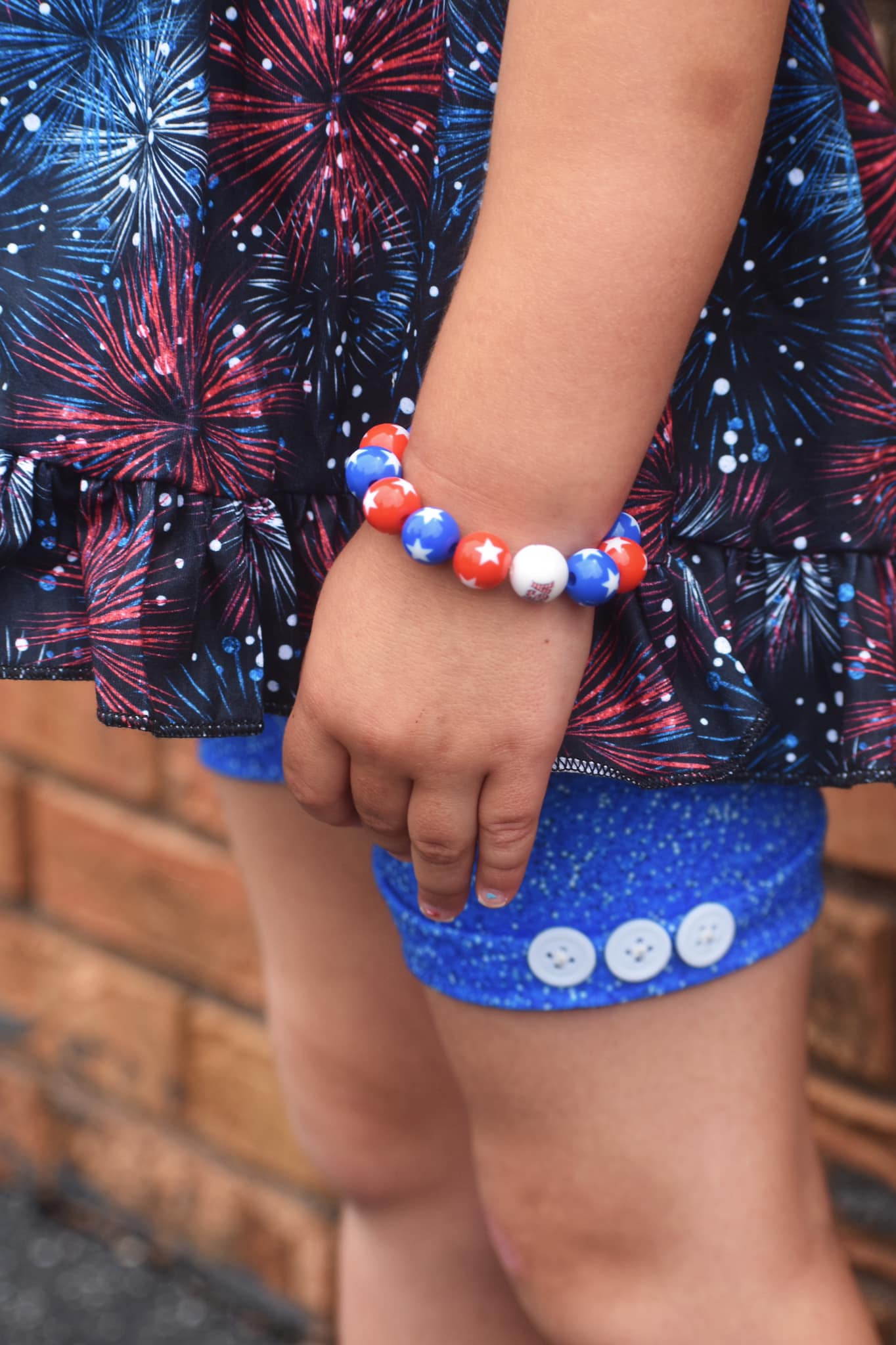 blue glitter button shorties