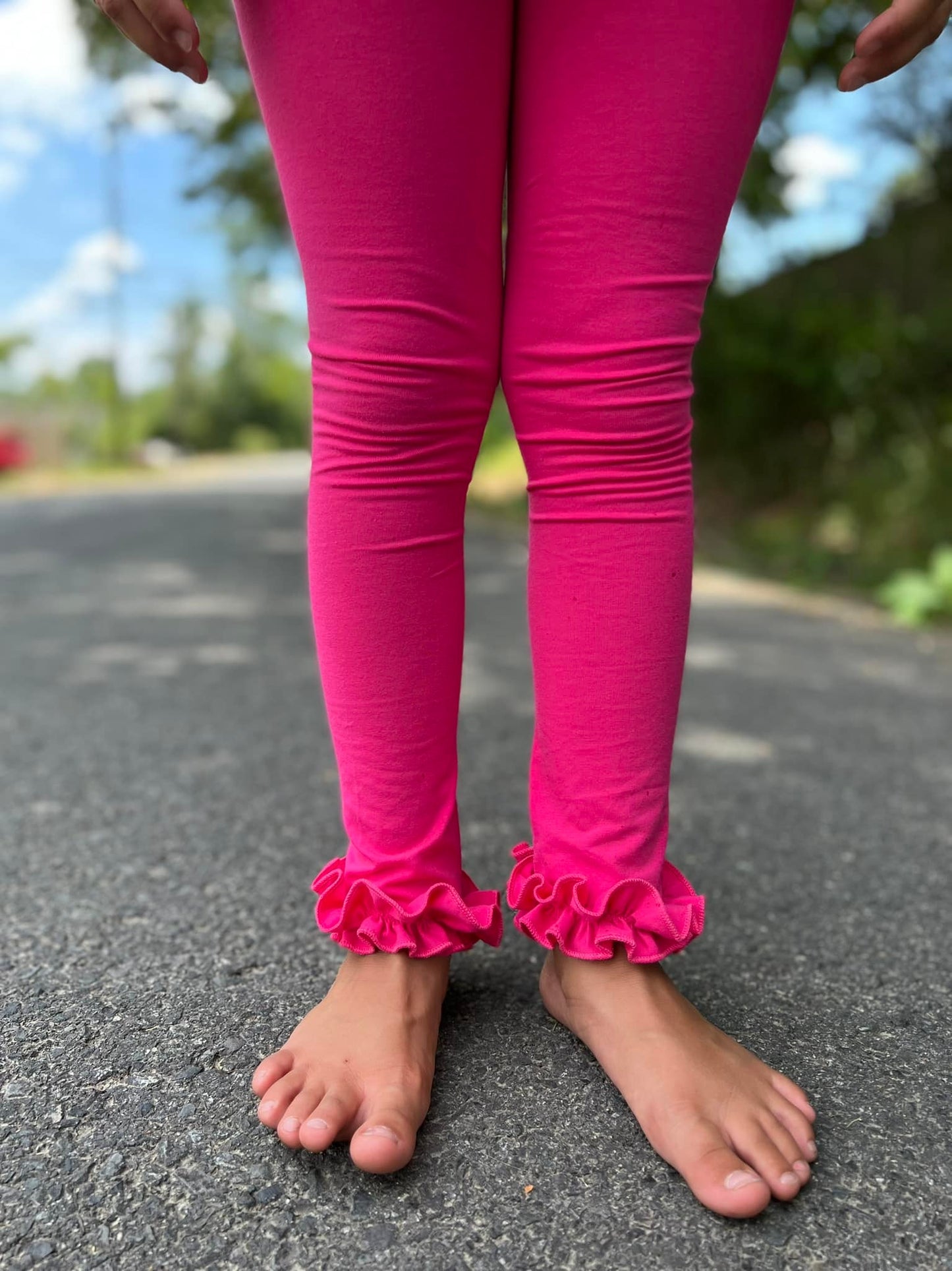 hot pink single ruffle icing pants