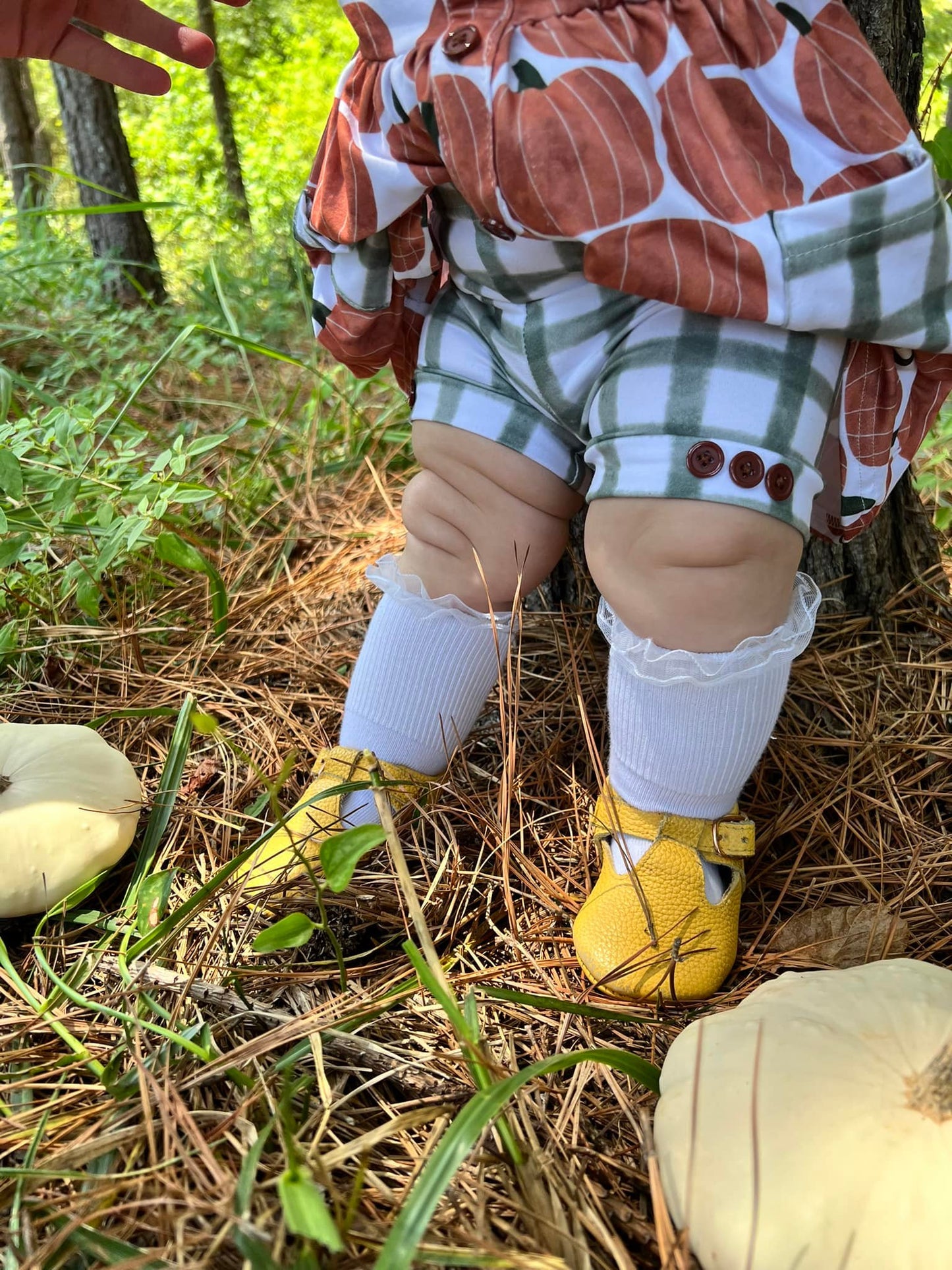 Moss gingham button shorts