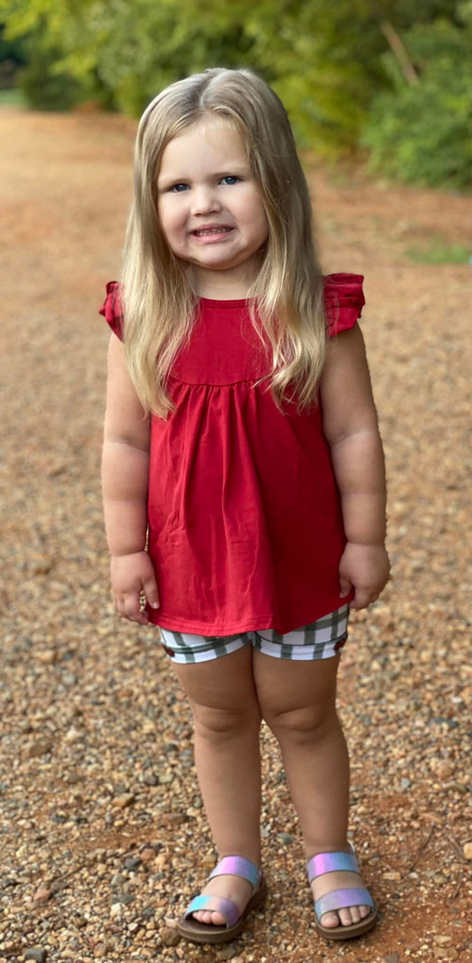 Moss gingham button shorts