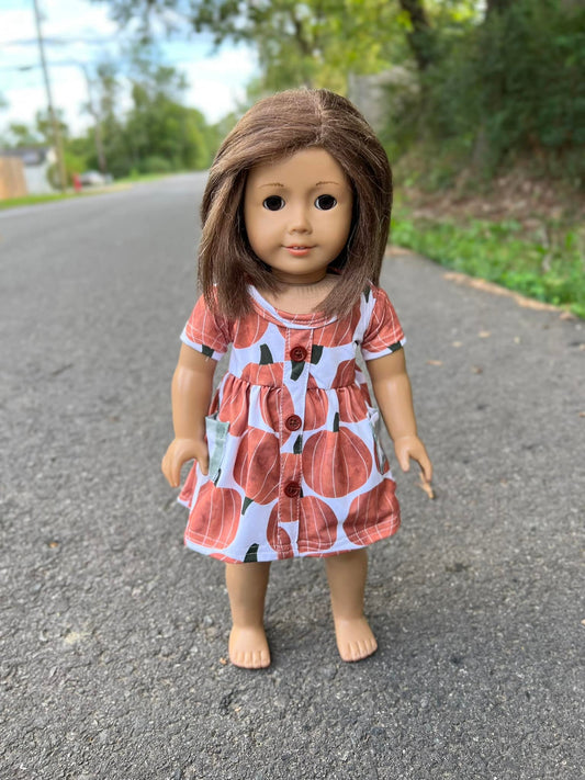 DOLL SS pumpkin tinsley dress and Moss gingham button shorts set