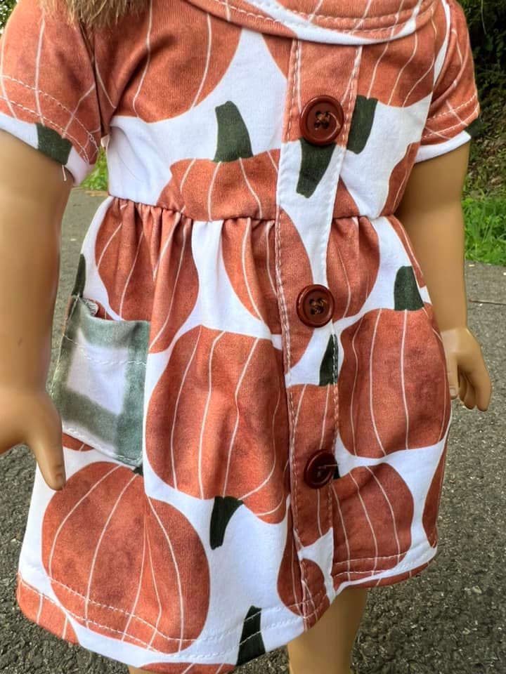 DOLL SS pumpkin tinsley dress and Moss gingham button shorts set