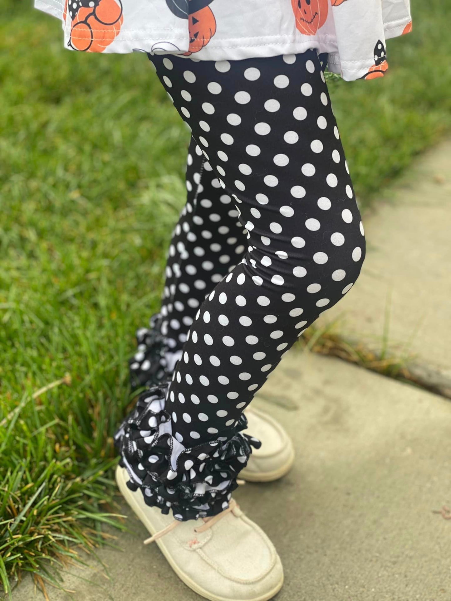 black polka dot icing pants