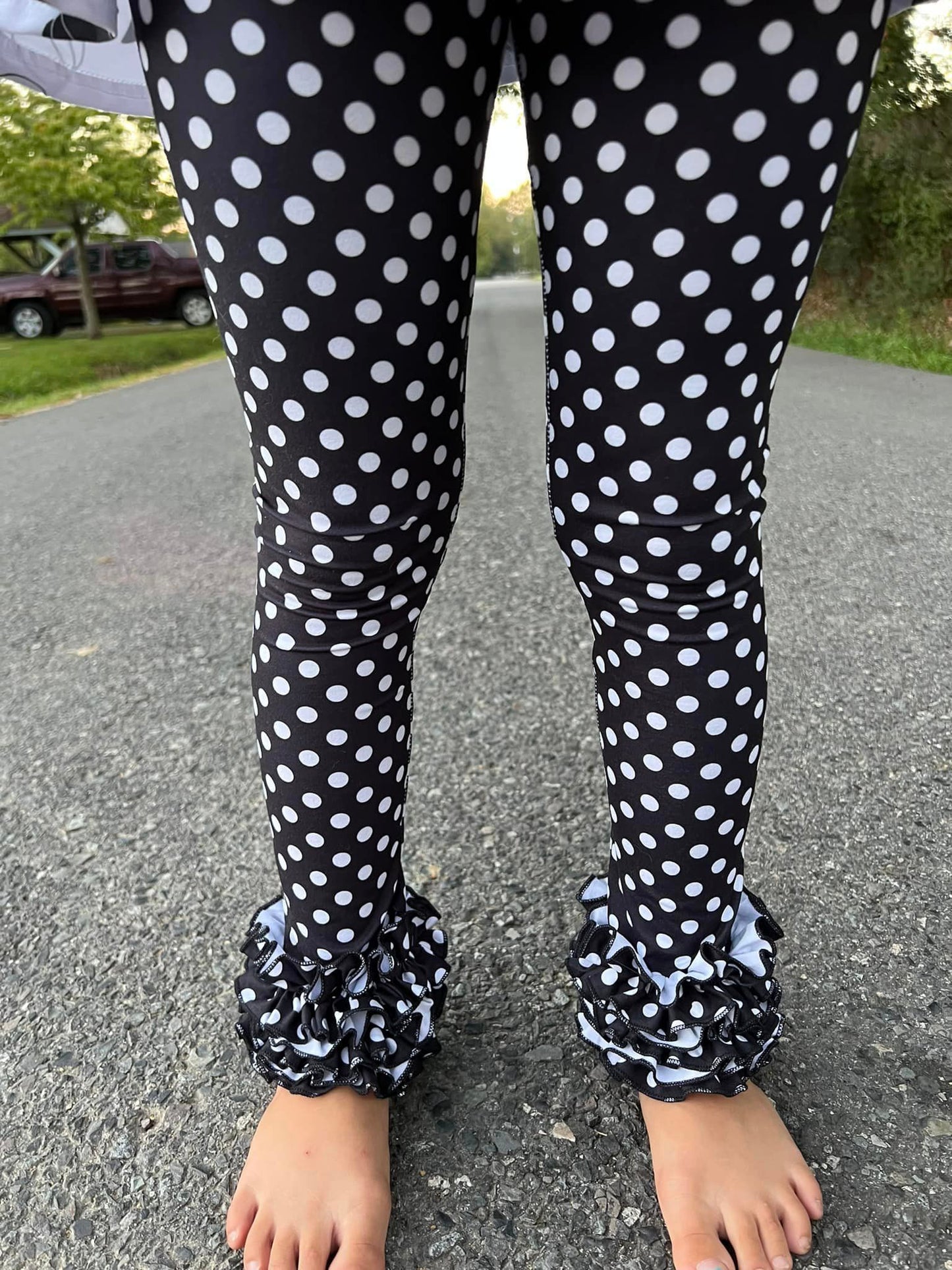 black polka dot icing pants