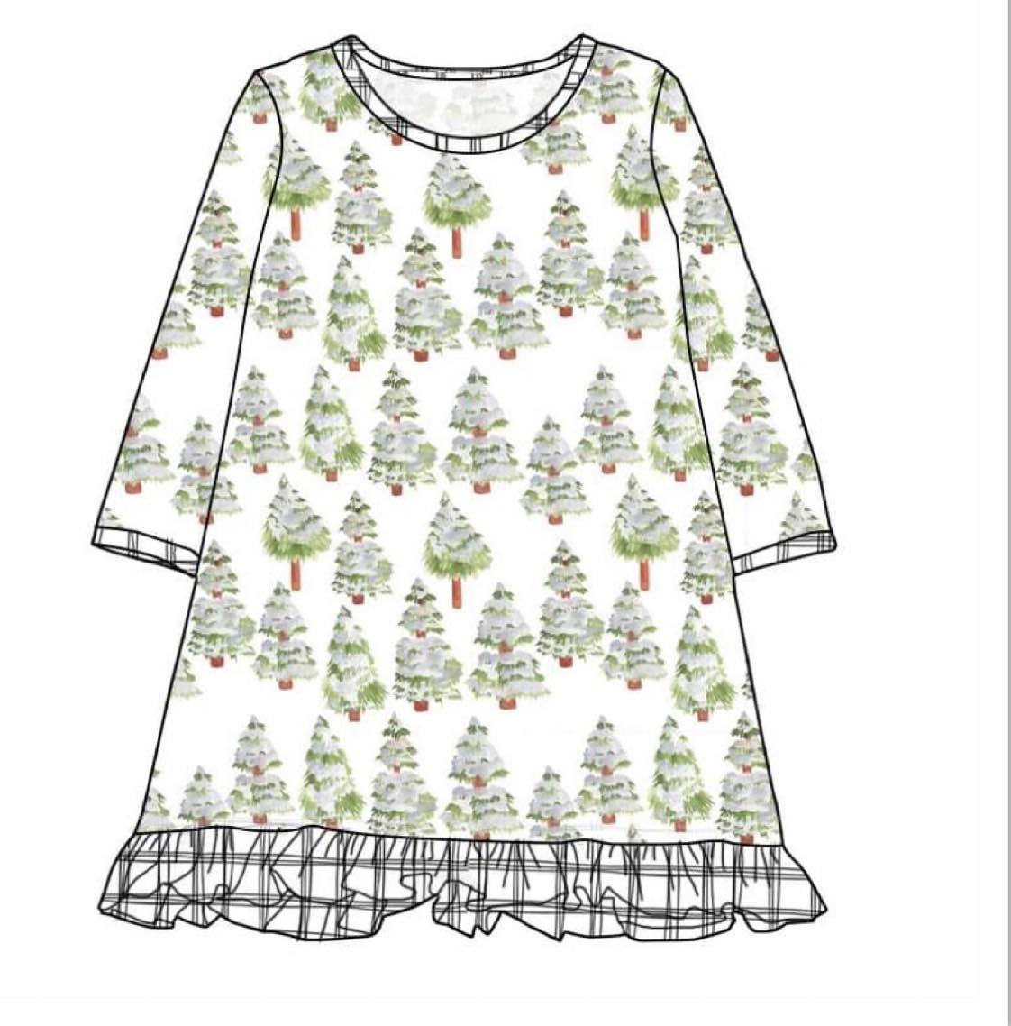 snowy Christmas tree gown (children and adults)