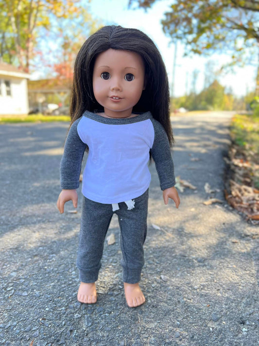 DOLL heather grey raglan and loungers set