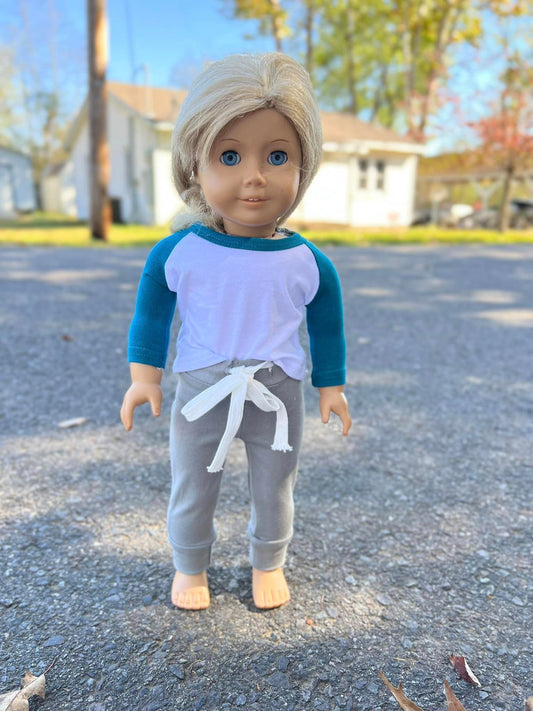 DOLL peacock raglan and grey loungers set