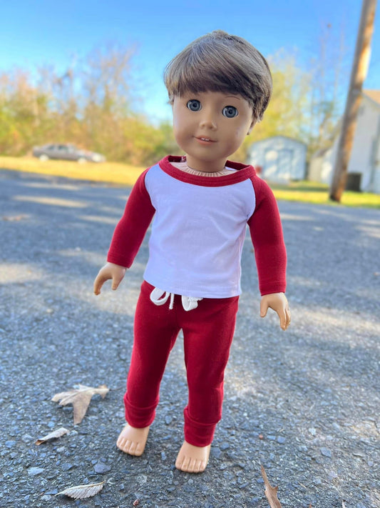 DOLL maroon raglan and loungers set