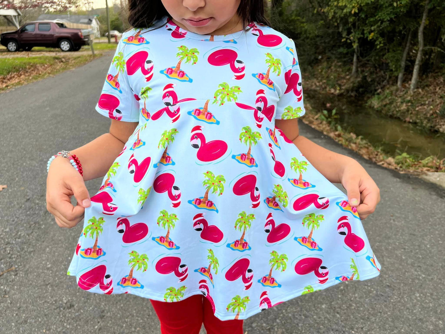 christmas flamingo float ss allie top