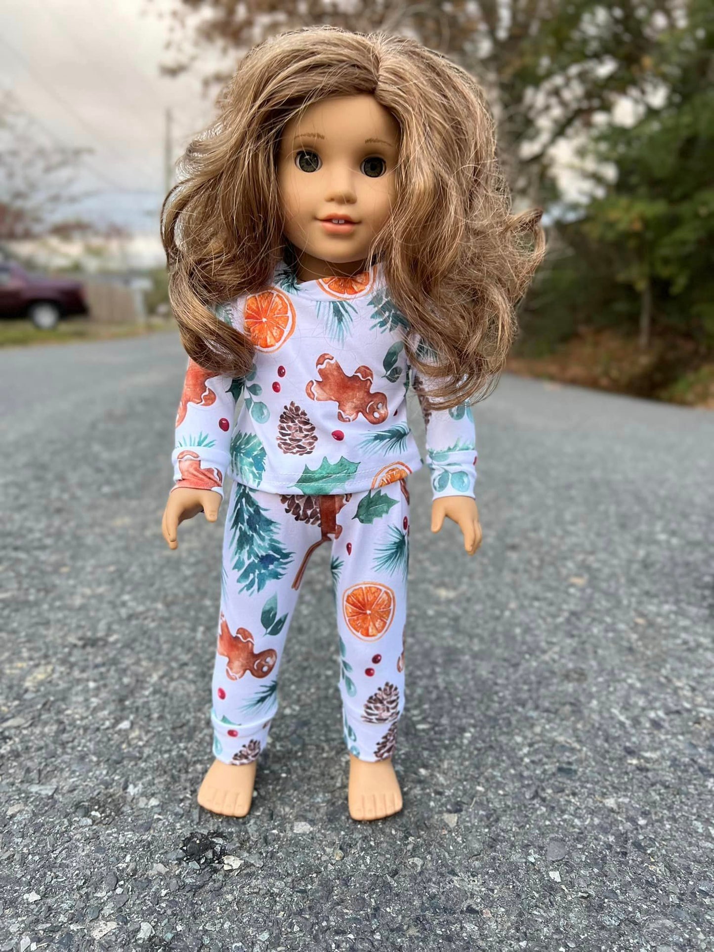 DOLL orange gingerbread jammies