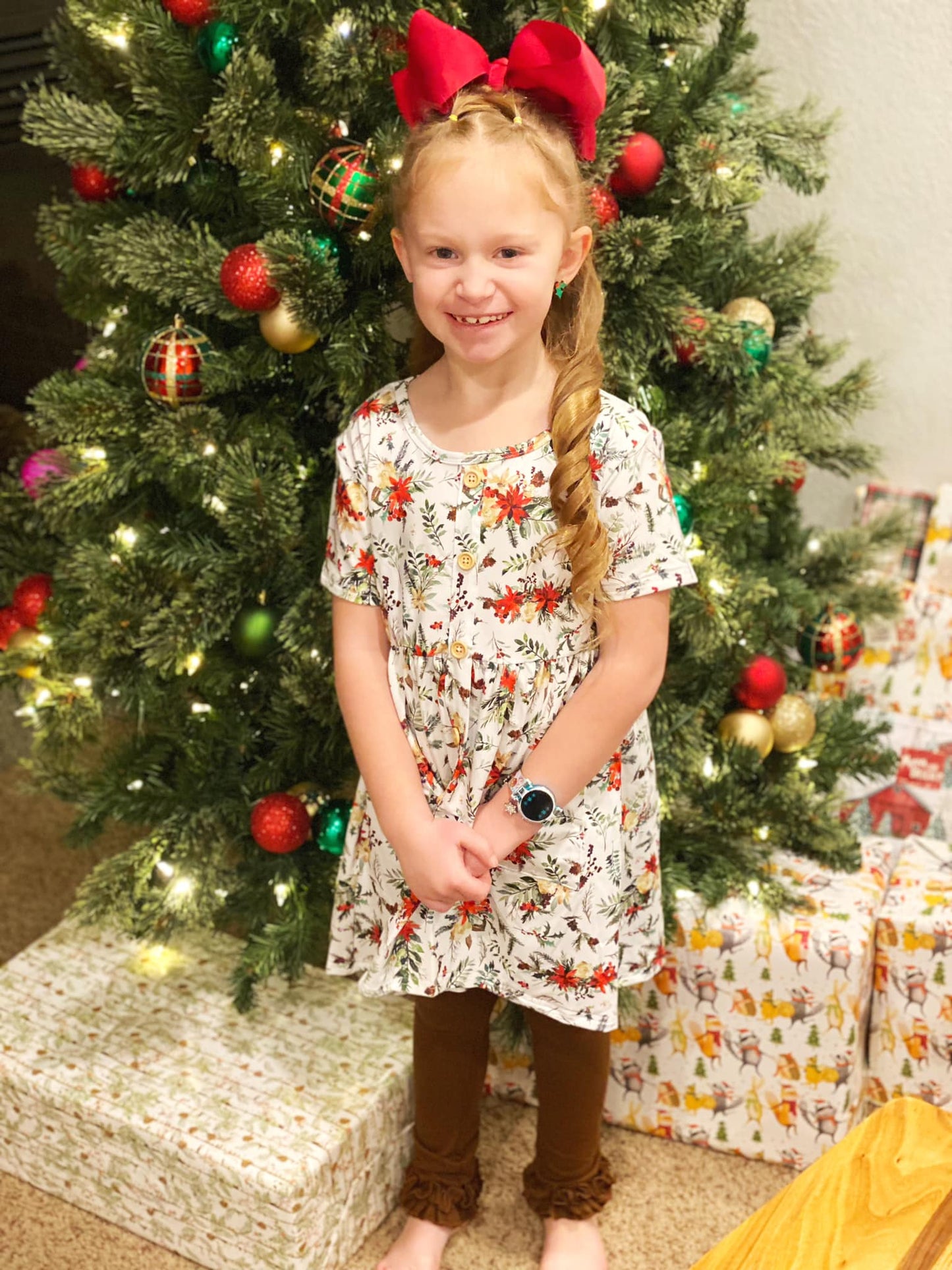 SS Christmas floral tinsley dress