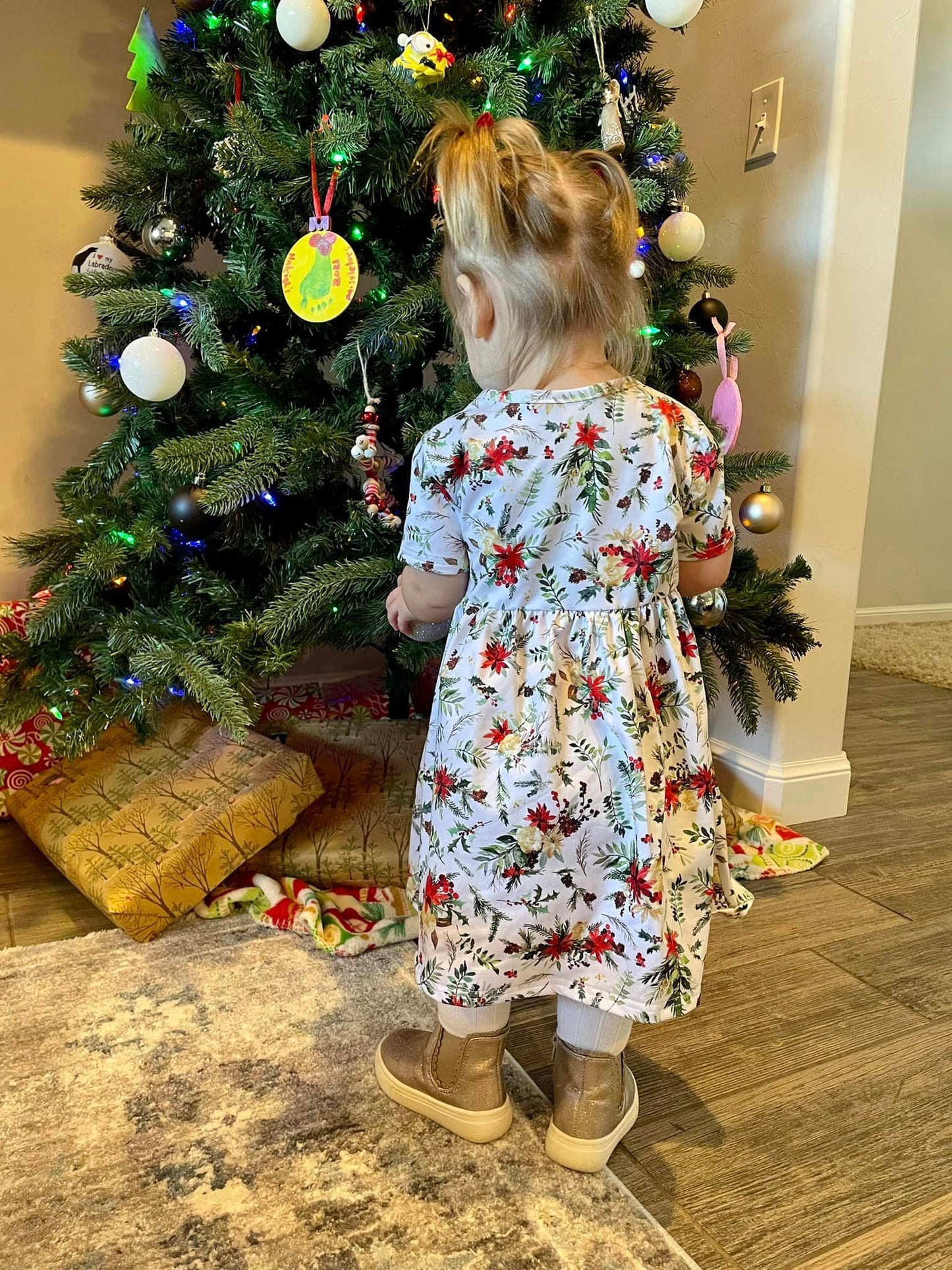 SS Christmas floral tinsley dress