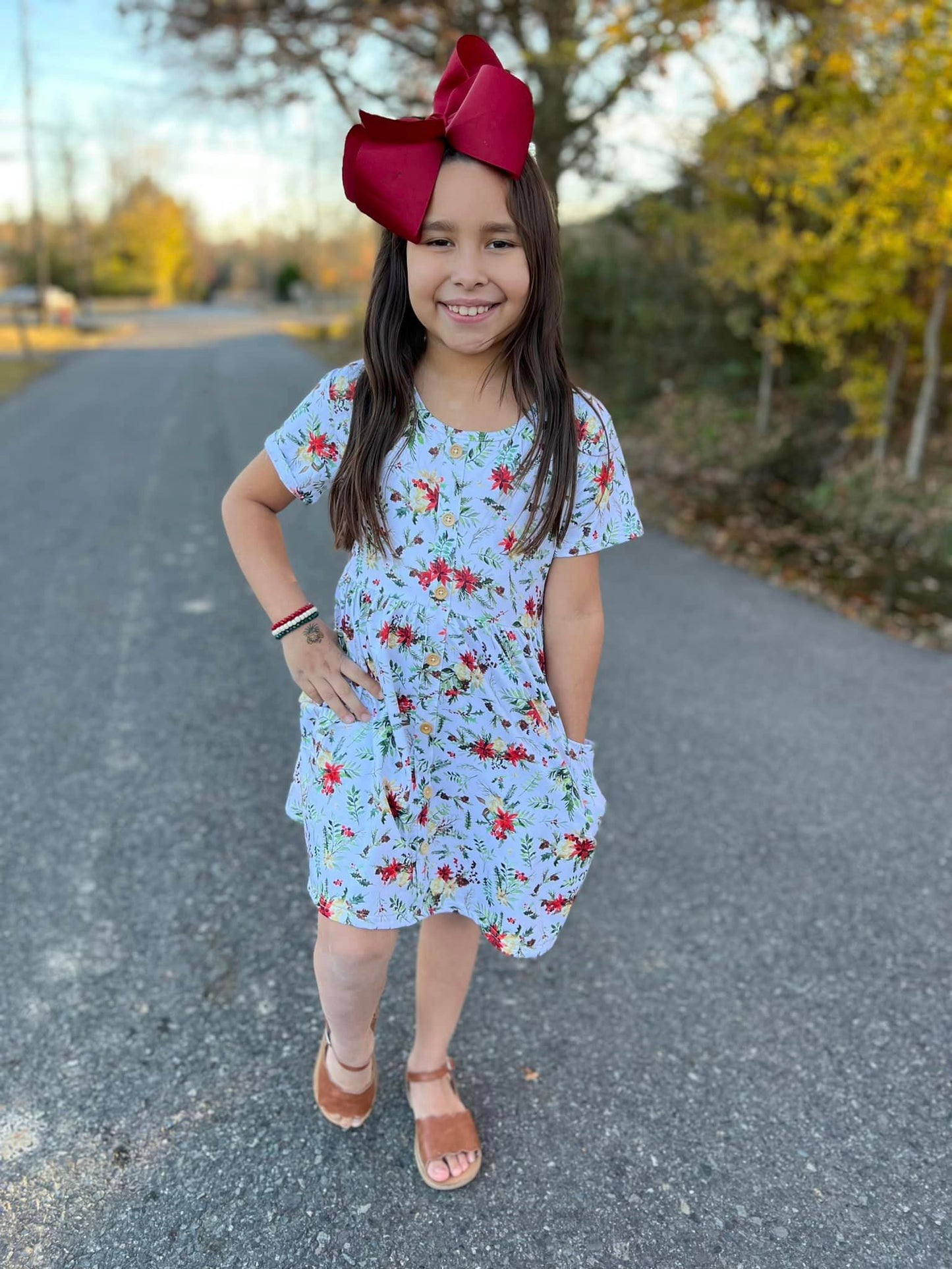 SS Christmas floral tinsley dress