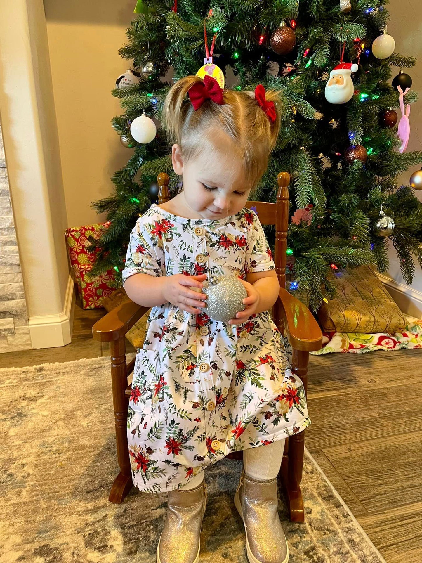 SS Christmas floral tinsley dress