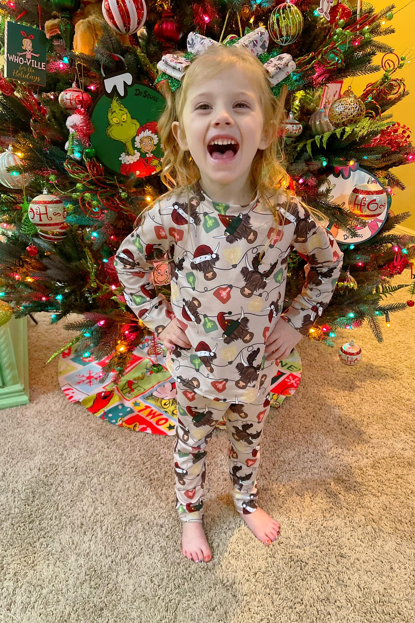 Christmas cow jammies for the whole family