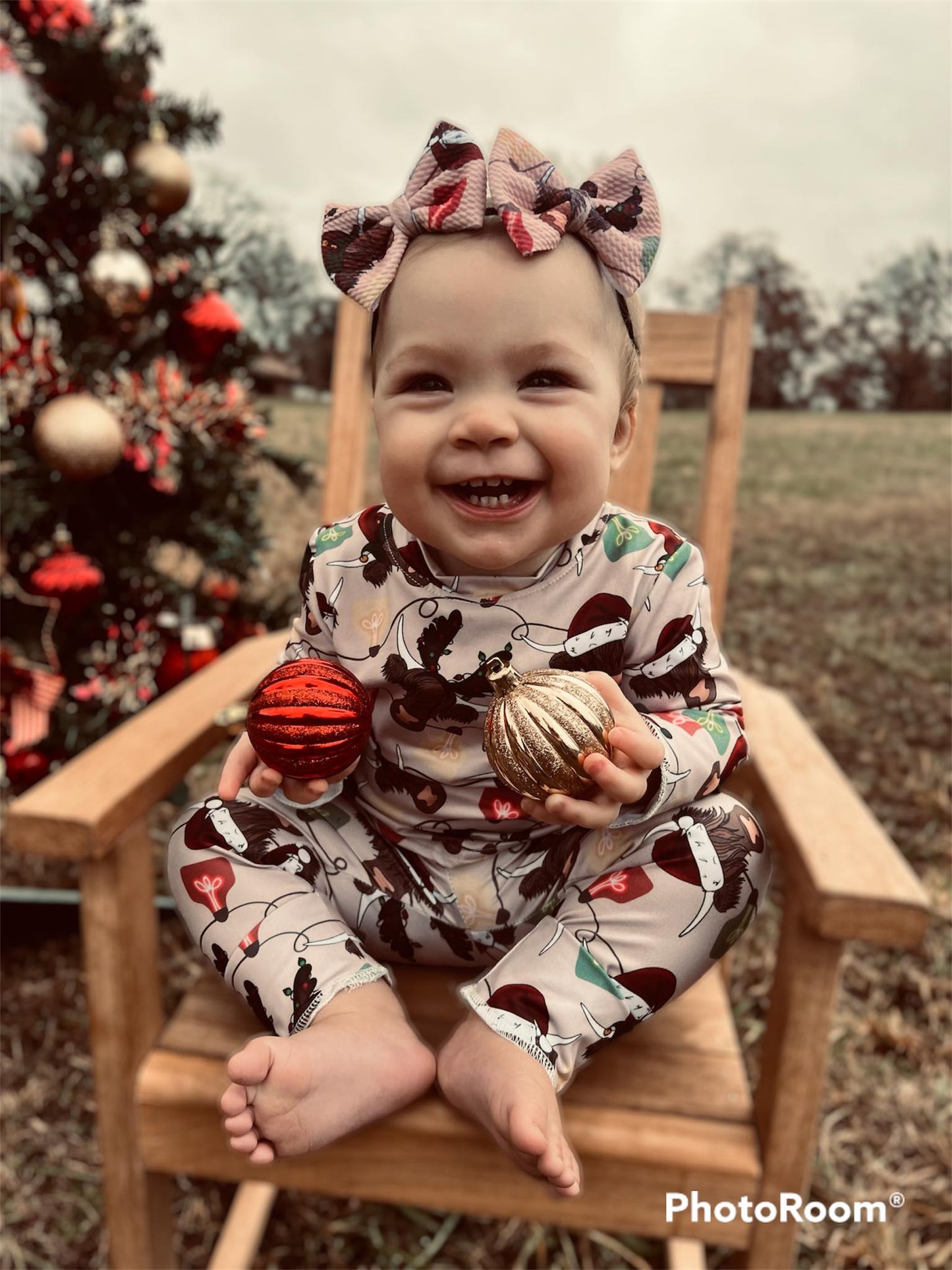 Christmas cow jammies for the whole family