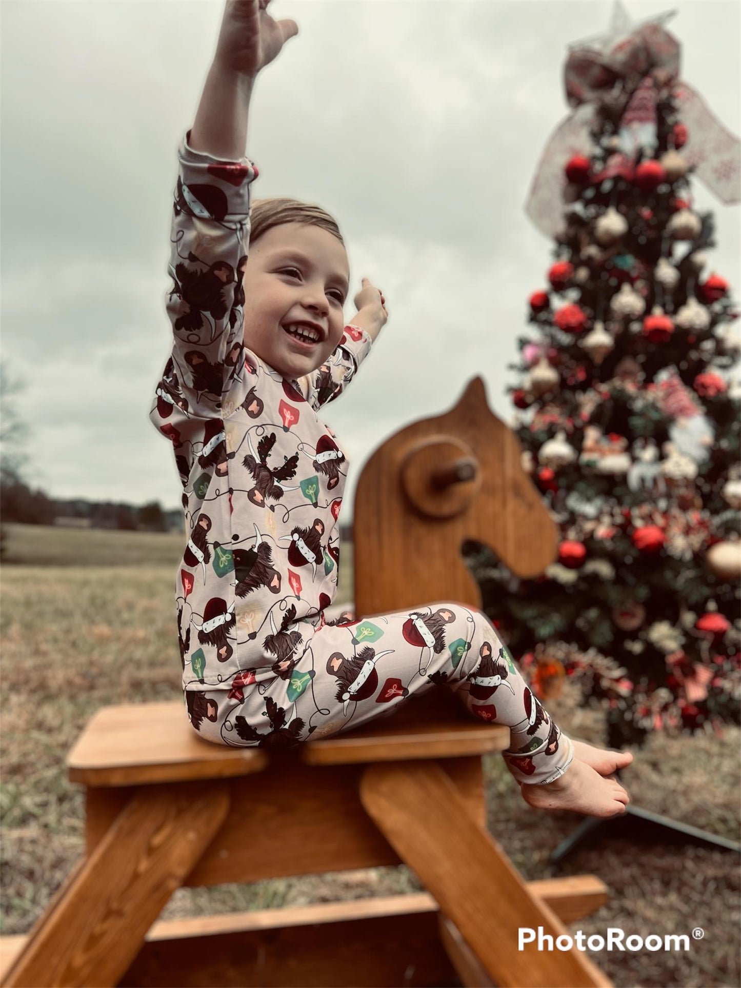 Christmas cow jammies for the whole family