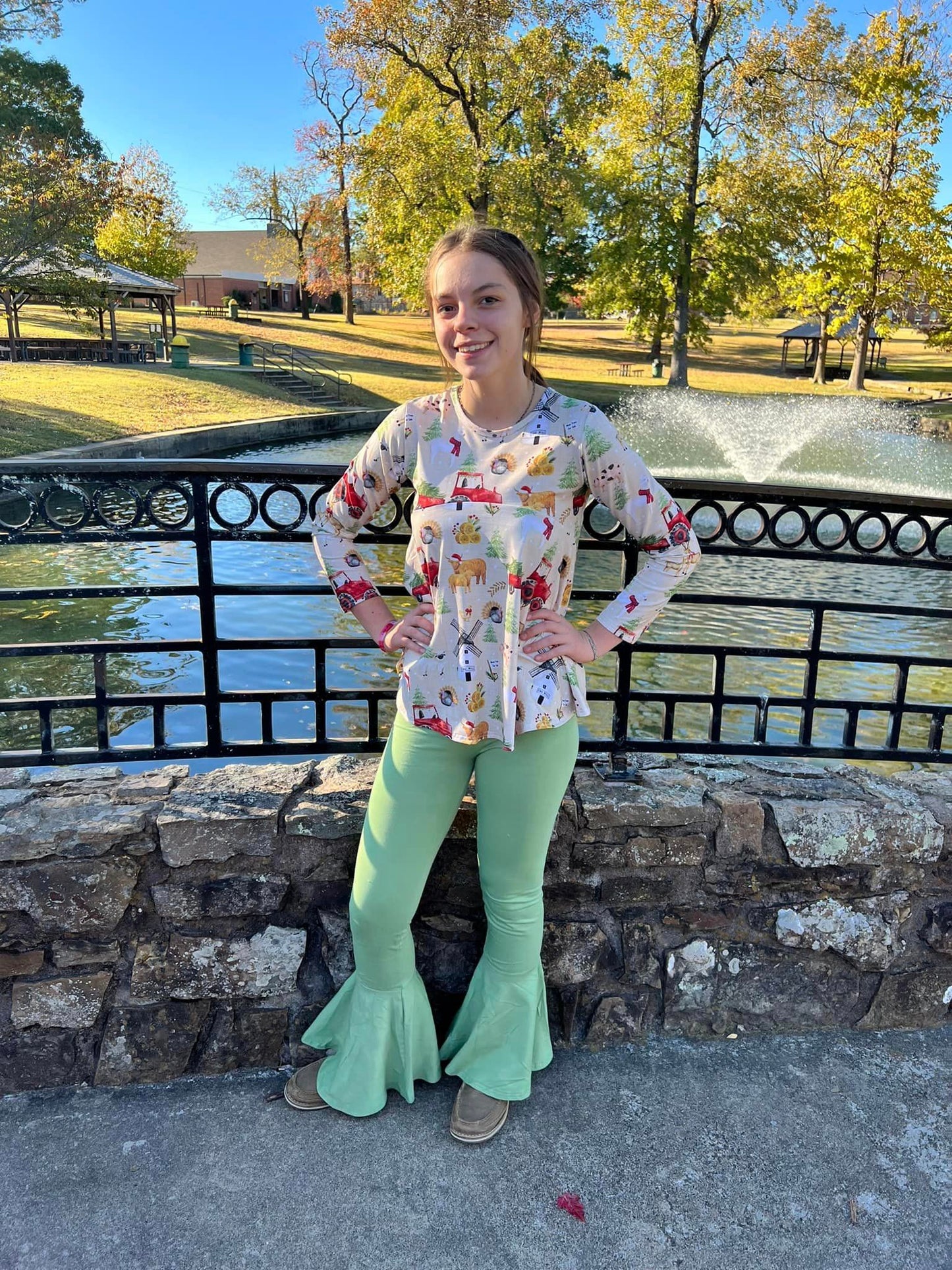 olive green extra wide bells