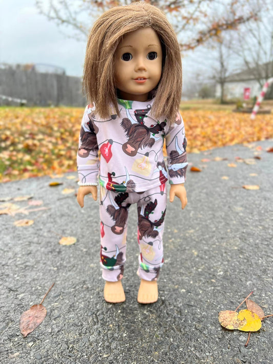 DOLL Christmas cow jammies