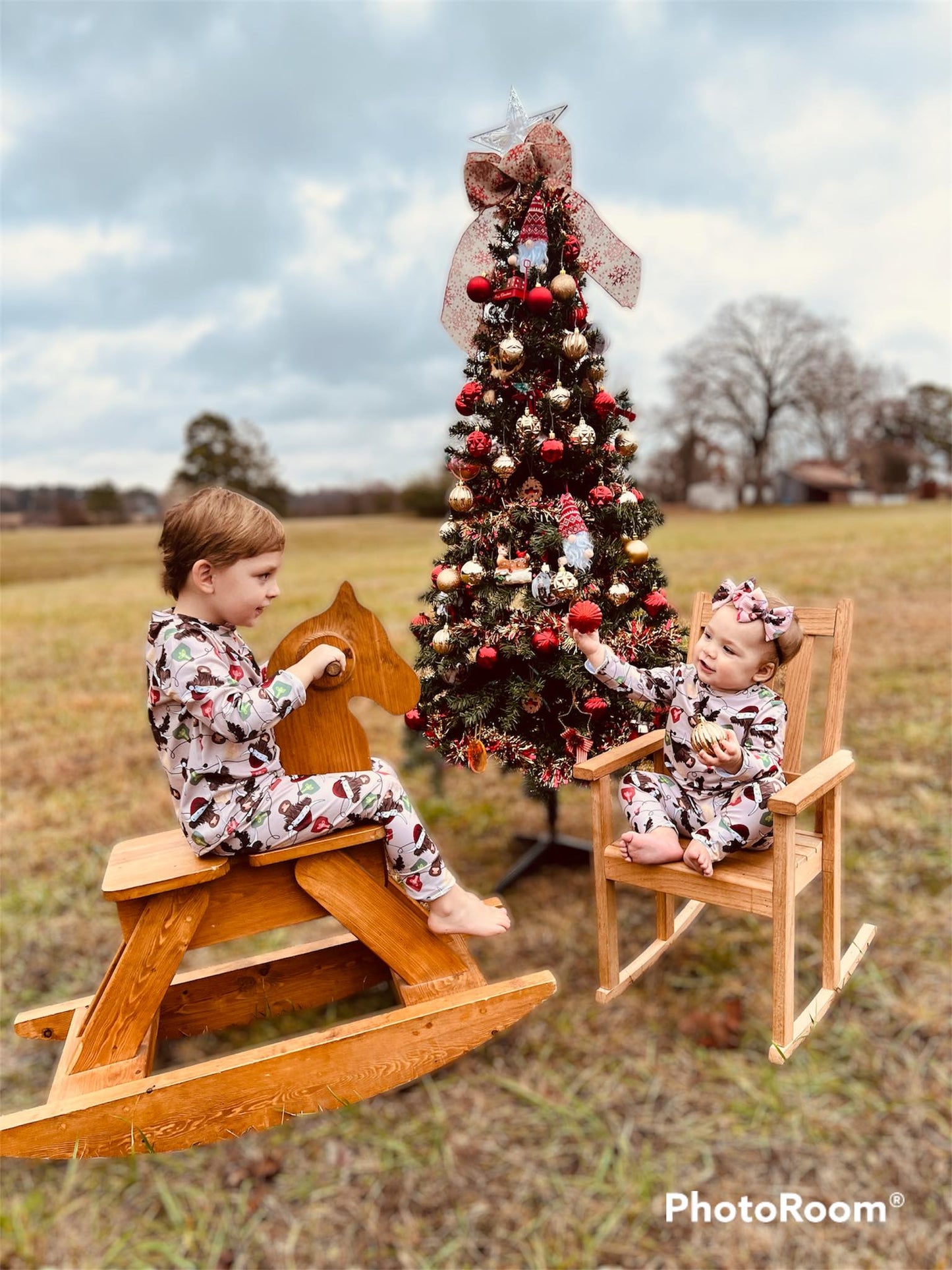 Christmas cow jammies for the whole family