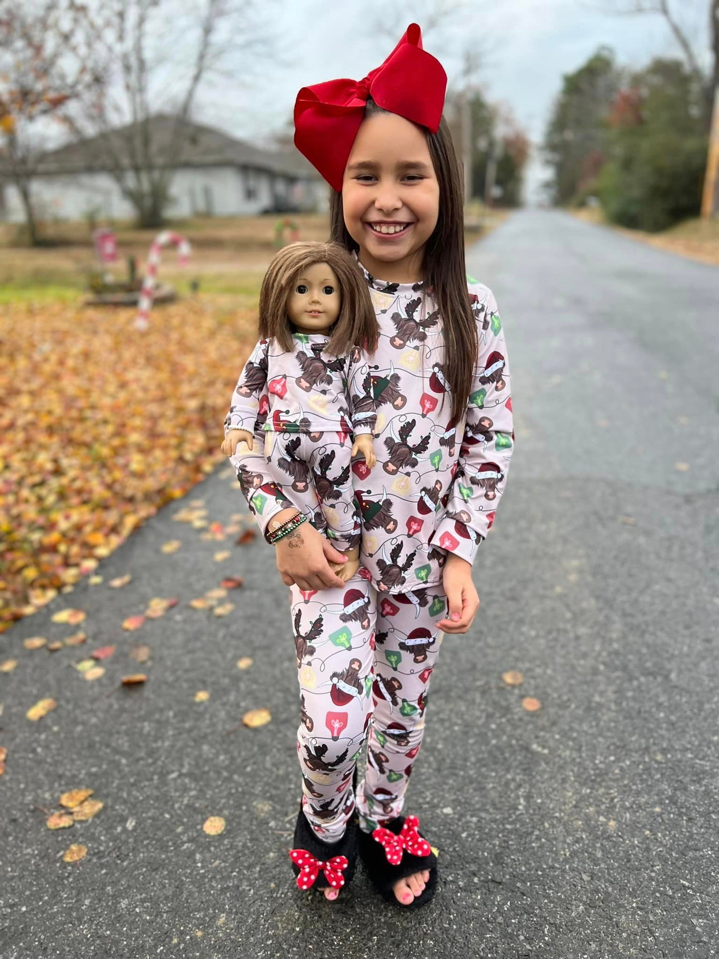 DOLL Christmas cow jammies