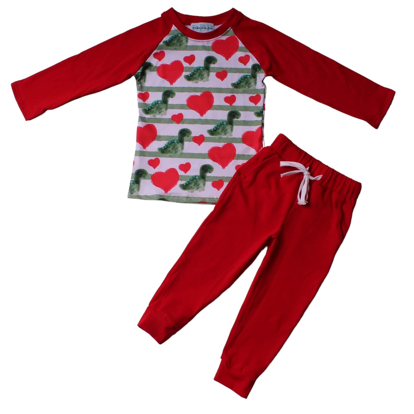 DOLL dino raglan and red loungers set