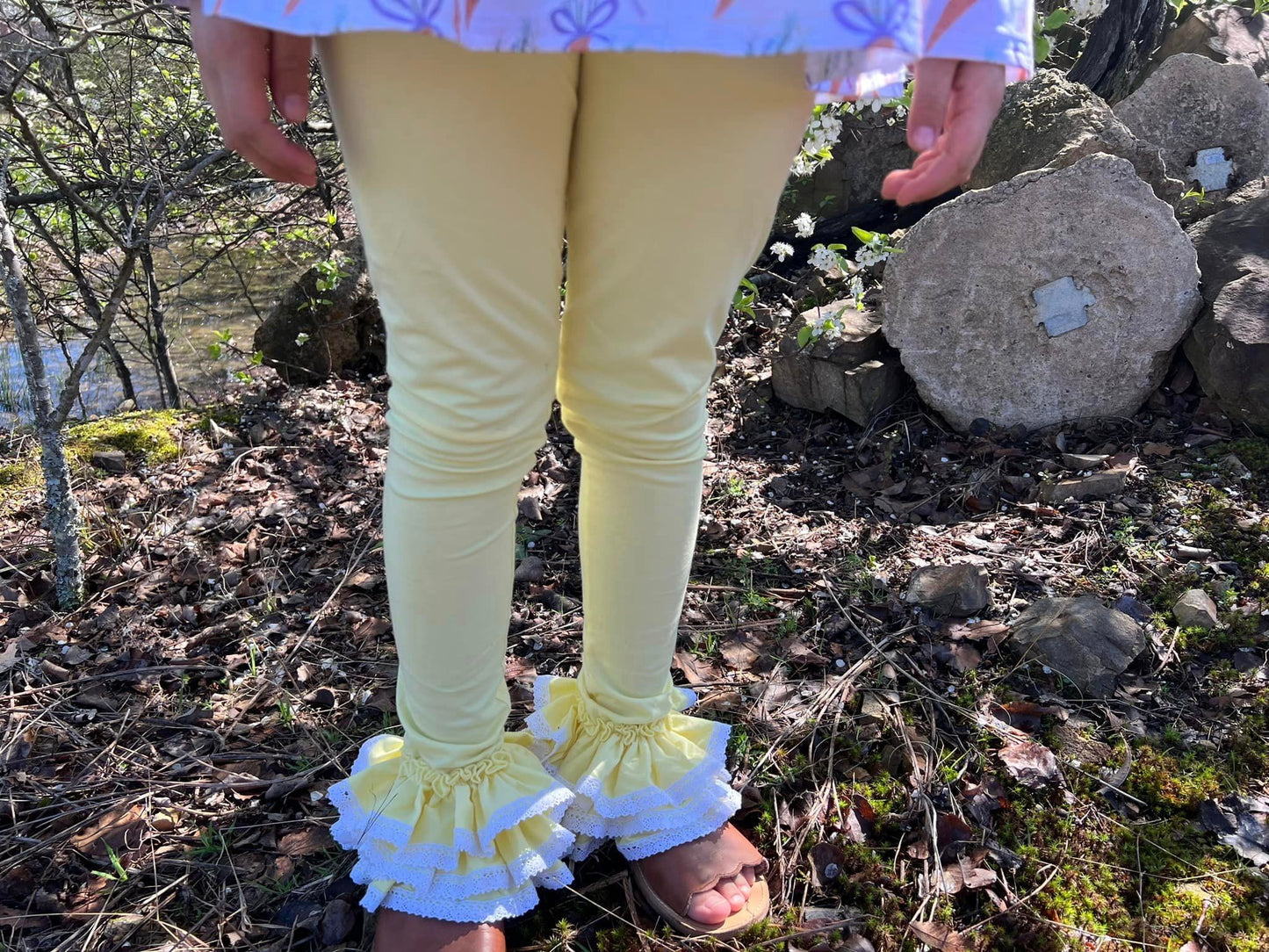 spring yellow triple bells with lace