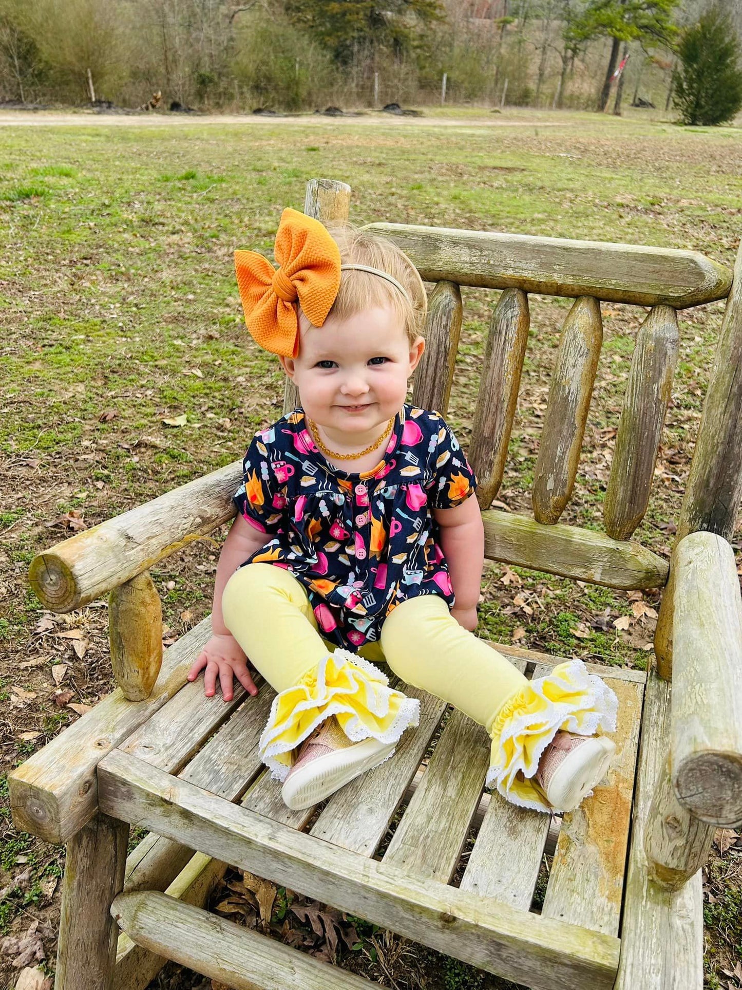 spring yellow triple bells with lace