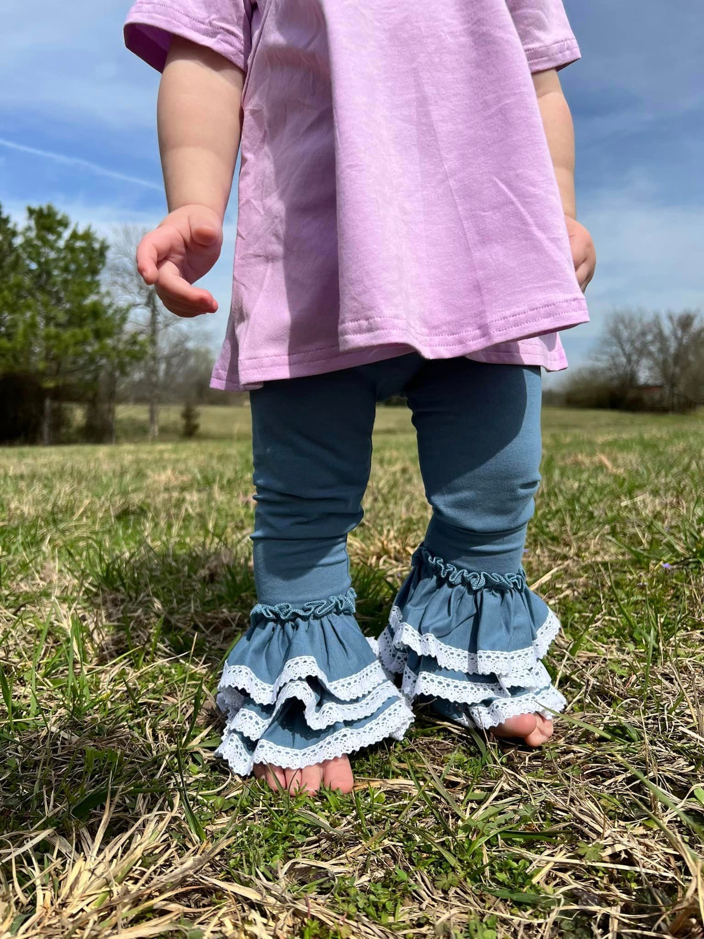 steele blue triple bells with lace