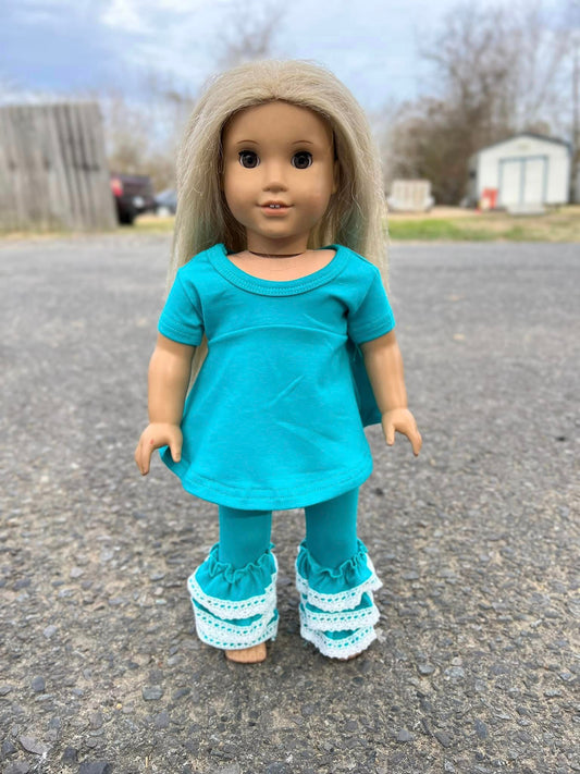 DOLL teal Allie top and triple bells with lace