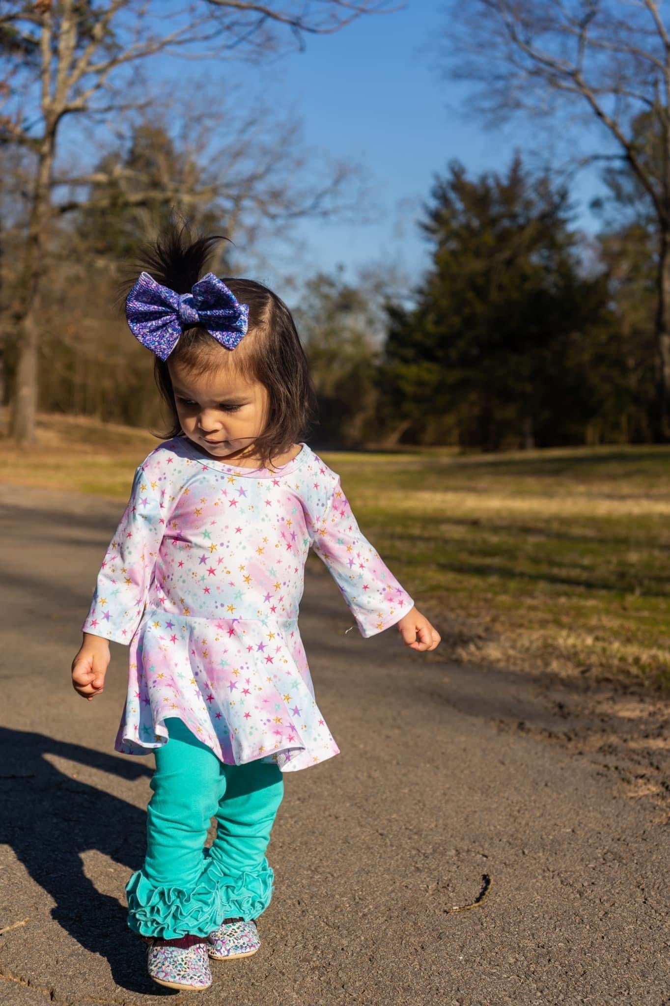 Magical stars half sleeve twirl top